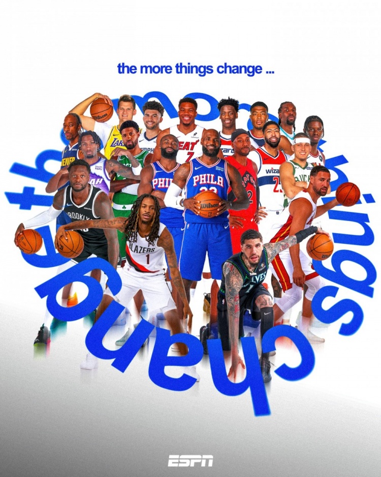 群星荟萃！ESPN晒转会与留守球星海报 詹姆斯布伦森分别领衔C位